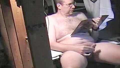 Dad jerking off to Playboys in the basement...