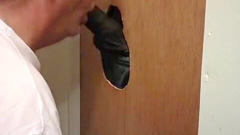 DARK MAN STOPS BY MY GLORYHOLE TO DUMP A LOAD OF CUM