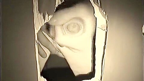 Big dick through a glory hole, in toilets.